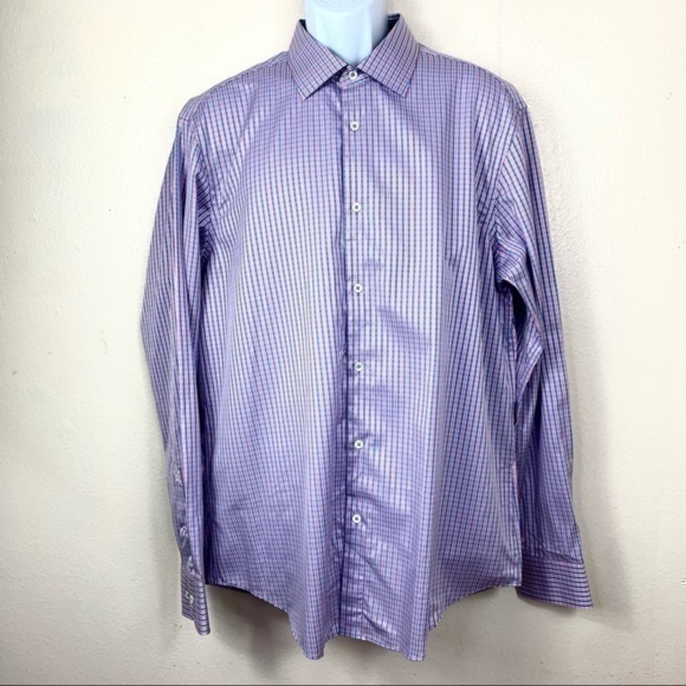 Bugatchi Vomo Men’s Casual shirt Purple Plaid